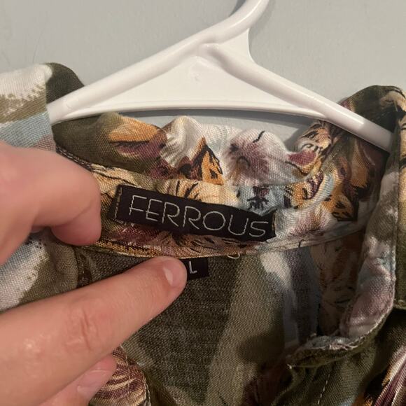 Ferrous Tropical Button Down Shirt Men's Size Large Hawaiian Short Sleeves - Picture 3 of 4